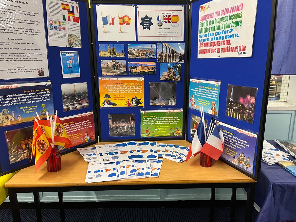 HarveygsMFL's tweet photo. Tonight we welcome students to our Sixth Form Information Evening. Come and see us to find out more  about French &amp; Spanish A level 🇫🇷 🇪🇸 https://t.co/rHrqfAKu9K