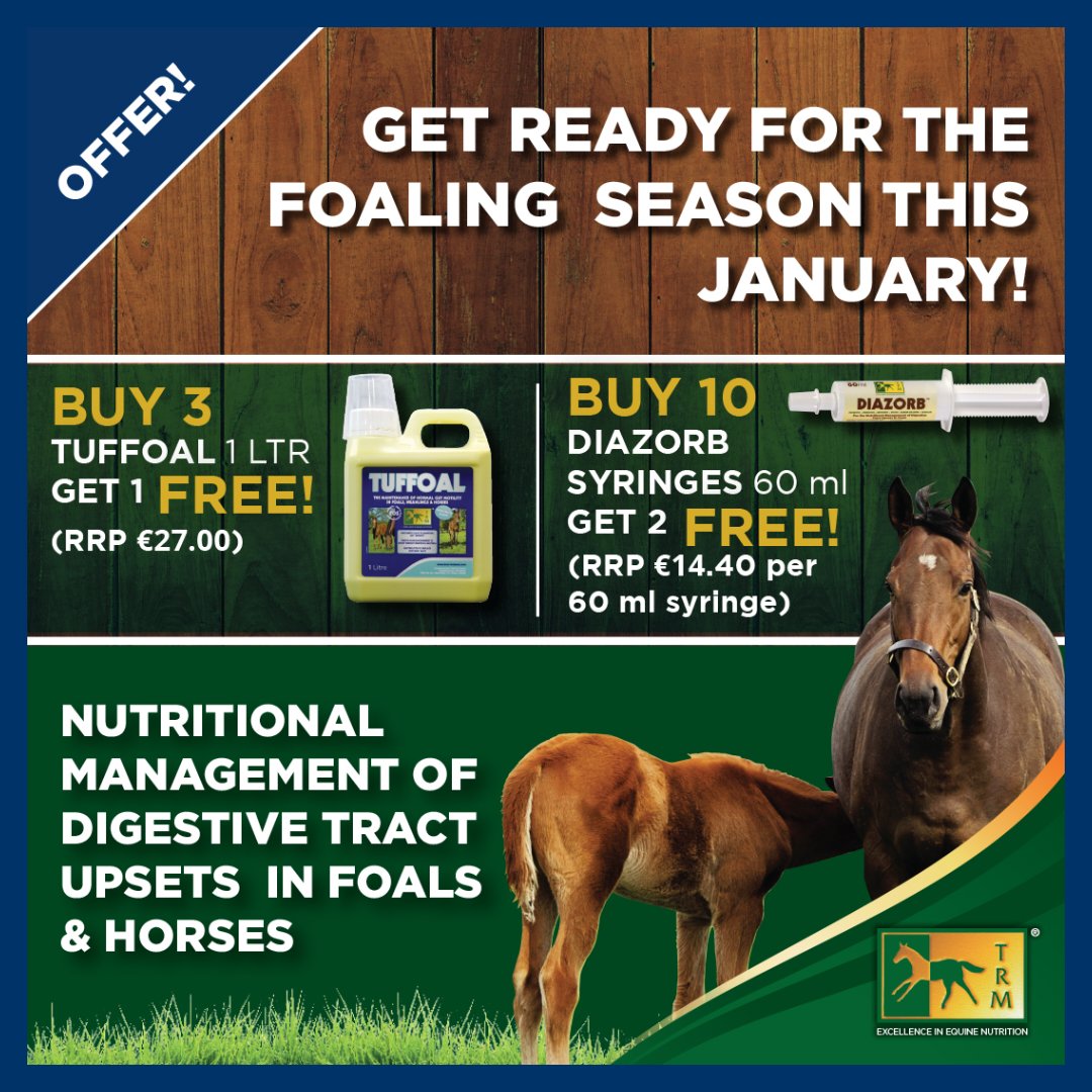 Foal Season, Get ready for the foaling season with these great offers on TRM products Offers are available via telesales at 045 435020 or in-store Product information👇 Diazorb 🔗triequestrian.ie/products/diazo… Tuffoal 🔗triequestrian.ie/products/tuffo… #specialoffers #triequestrian #foaling