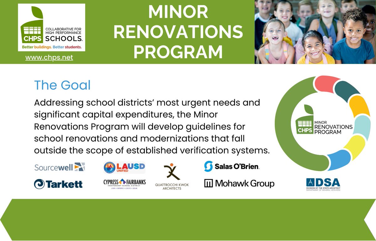We’re excited that <a href="/CalifDSA/">California Division of the State Architect</a> has joined us as a partner in support of our Minor Renovations Program. Learn more about this program and how you can participate chps.net/minor-renovati…