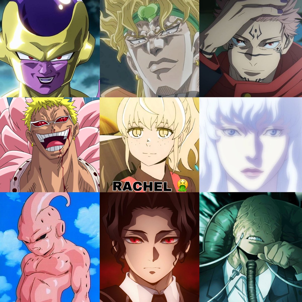 Pure evil villains in anime., image size:1200x1200