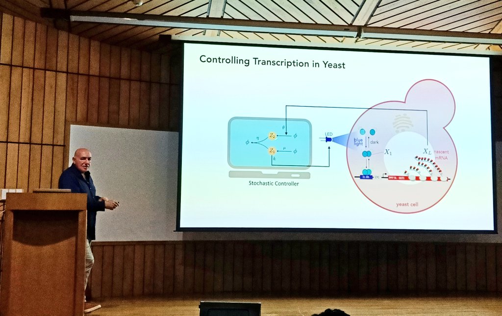NCBStheory's tweet photo. Prof. Mustafa Khammash delivered a fascinating #SimonsSeminar today on:
"#Cybergenetics: Theory & Implementation of Biomolecular Control Systems"
His talk highlighted interdisciplinary insights from control theory that can significantly inform the study of biological systems! https://t.co/Z1pkp6RPTA