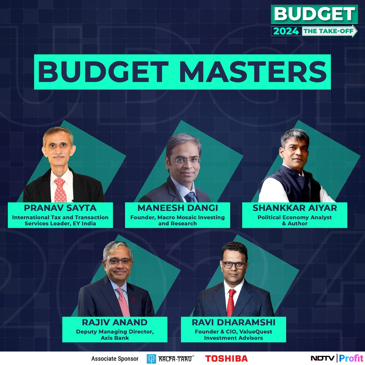 Watch Budget Masters Pranav Sayta, Maneesh Dangi (@notarandomwalk), @ShankkarAiyar, @rajivanand, @ravidharamshi77 decode the #Budget2024 tomorrow on NDTV Profit. Tune in at 12:30 pm.