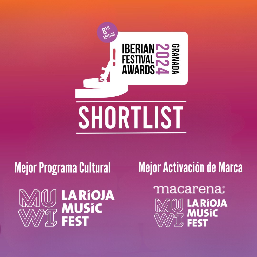 Impar_Eventos's tweet photo. ¡Somos finalistas en los @iberianfestivalawards! 🙌🏼
Mejor Activación de Marca (Macarena Shoes) y Mejor Programa Cultural 🔥 reconocimiento a la calidad y variedad de las propuestas culturales y enoturísticas de MUWI.
¡Muchísimas gracias!
#cultura #festival #alariojana https://t.co/OAmloLMxtl