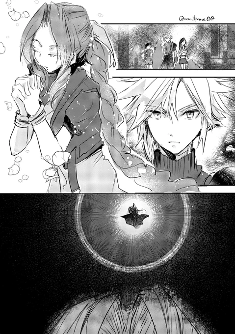 リメイク出ちゃわないうちに…、エアリスのシーンがこうなったらいいな漫画。27周年おめでとうございます!
 #FFVII 