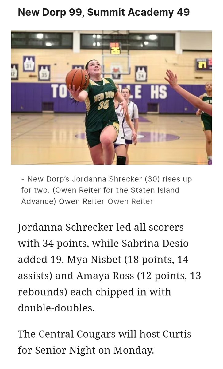 Big win 
New Dorp vs Summit Academy
<a href="/JordannaS35/">Jordanna Schrecker</a> <a href="/NisbetMya/">Mya Nisbet</a> <a href="/sabrina_desio/">Sabrina DeSio</a>