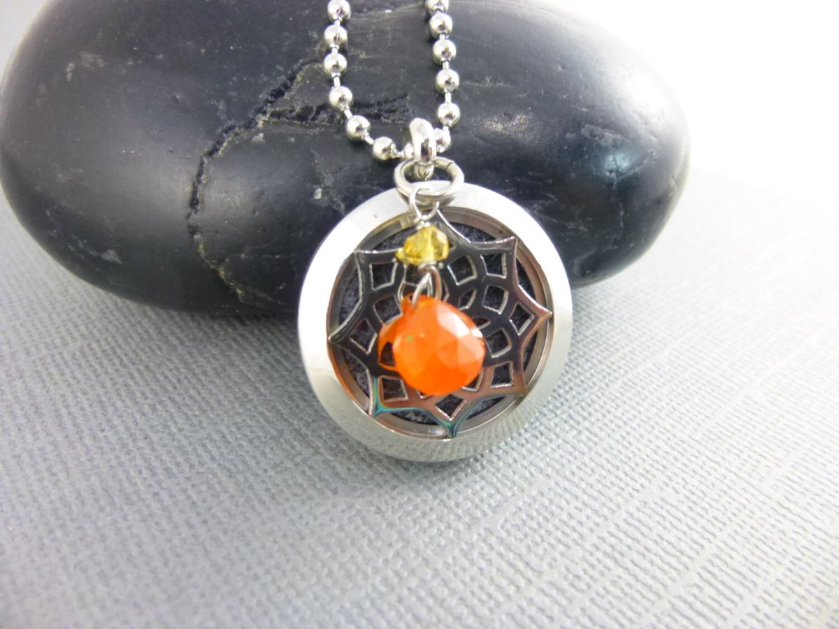 Aromatherapy Essential Oil Diffuser Necklace, Carnelian & Citrine, Stainless Steel Locket, Choose Two-Stone Dangle tuppu.net/63e2675e #EarthEnergyGemstones #Etsy #GemstonePendant