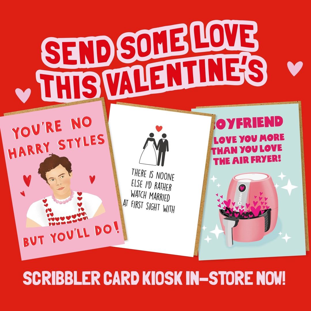 Only two weeks to go until Valentines day! 💖✨

Select from a wide selection of Valentines cards from @Scribblercards 💌

Add a personal touch and print your chosen card in-store using the Scribbler card kiosk 🎉

#valentinesday #morganquarter