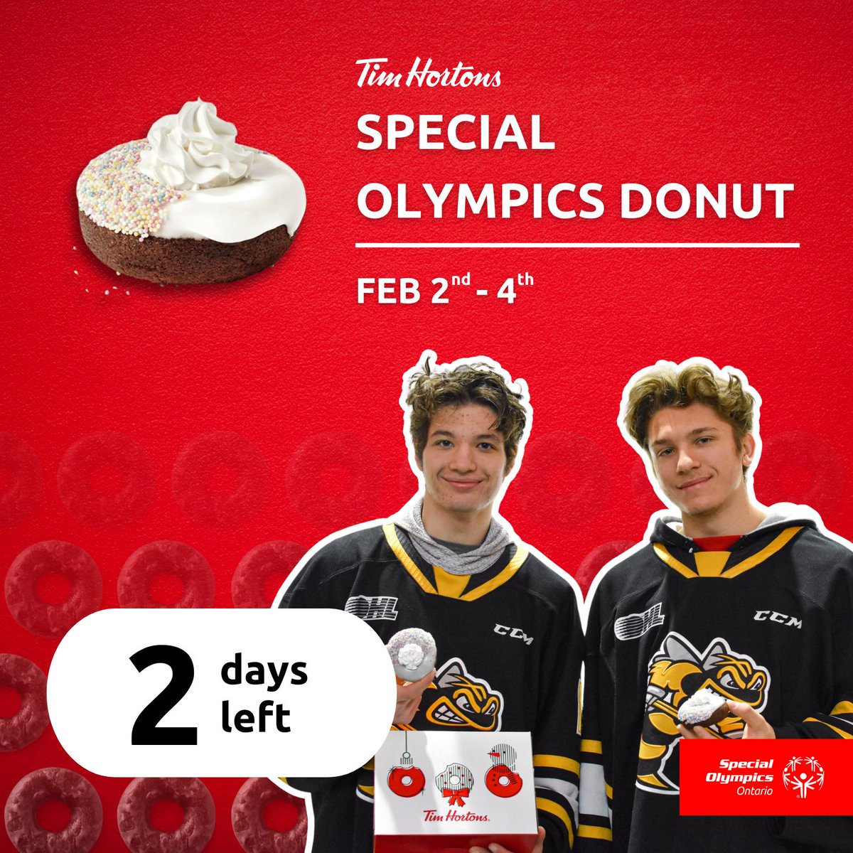 SOOntario's tweet photo. It's your last chance to pre-order your Special Olympics donuts! Capture photos of your donut purchase to win one of five $20 Tim Hortons Gift Cards! For contest details and pre-order donut forms please visit https://t.co/zyH2hKj5pz. https://t.co/dQdJgoBAQk