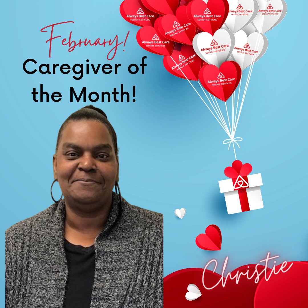 Congratulations to our Caregiver of the Month Christie!!

#CaregiverOfTheMonth #EmployeeAppreciation #CaregiverAppreciation #HealthCareProfessionals #Caregiver #Caregiving #SeniorCare #SeniorServices #AlwaysBestCare #Richmond