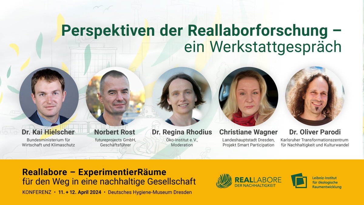 Werkstattgespräch über Perspektiven der Reallaborforschung am 12. April auf der Konferenz der Reallabore der #Nachhaltigkeit (#RLNK) in Dresden. Mehr Informationen 👉 ioer.de/veranstaltunge…. Anmeldung zur Konferenz bis 15. Februar.