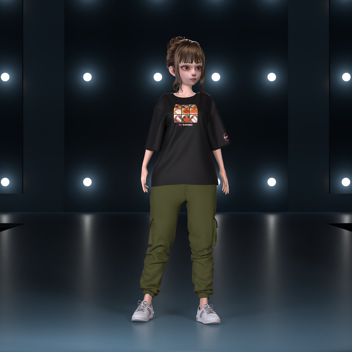 xana_net's tweet photo. "AKINDO SUSHIRO CO., LTD. / SUSHIRO" becomes #XANA wearables #NFTs💁‍♀️

"Corporate Collaboration® T-Shirts" avatar wearable released on February 9：12:00〜（UTC）
（Total 18 designs）

1/2
#Web3 #Metaverse https://t.co/1ejtzwJ6X1