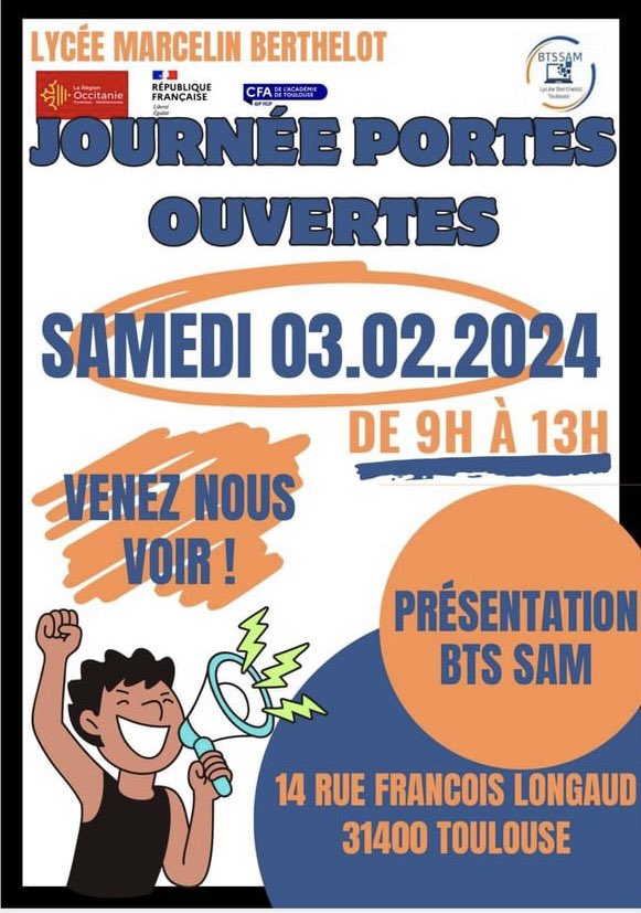 btsamberthelot's tweet photo. Nous vous attendons nombreux(ses) à la journée portes ouvertes ! 😁😁

#BTSSAM #étudiant #Parcoursup #toulouse https://t.co/ewYogwyPmr