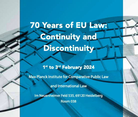 Tomorrow, <a href="/MPILheidelberg/">MPIL Heidelberg</a>, in collaboration with the Legal Service of the <a href="/EU_Commission/">European Commission</a>, kicks off the "70 Years of EU Law: Continuity and Discontinuity" conference. #70YearsofEULaw 🇪🇺

Find out more about the program here 👉bitly.ws/3bogT