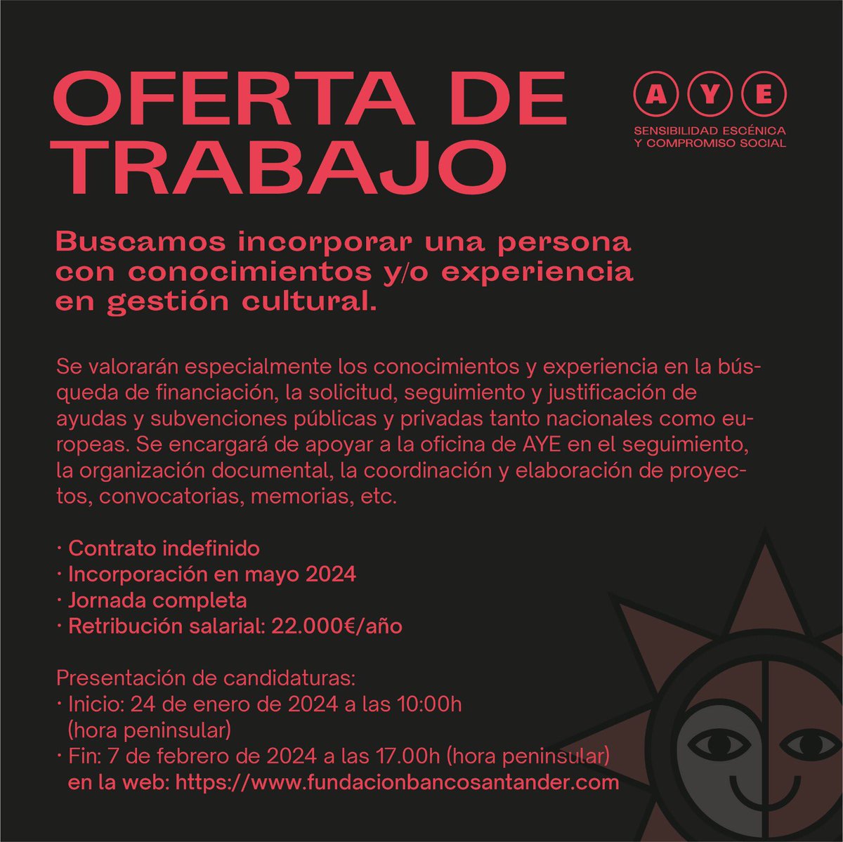 acceso44's tweet photo. ¿Quieres trabajar con @AYEculturaS ? 

🙌Presenta tu candidatura aquí: https://t.co/0WAcPGvjI2

#gestioncultural #empleacultura #AyeculturaSocial #ofertadetrabajo #empleojoven https://t.co/mK6ARDH6mk