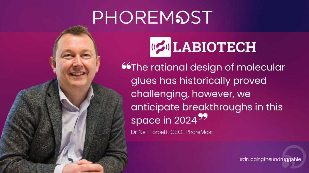 “Molecular glues are an exciting new approach to degrader therapeutics” In a recent @Labiotech_eu article, Neil shared his thoughts on how the next year will be transformative for the #TPD space, in particular for the development of #MolecularGlues: rb.gy/4x9wwy