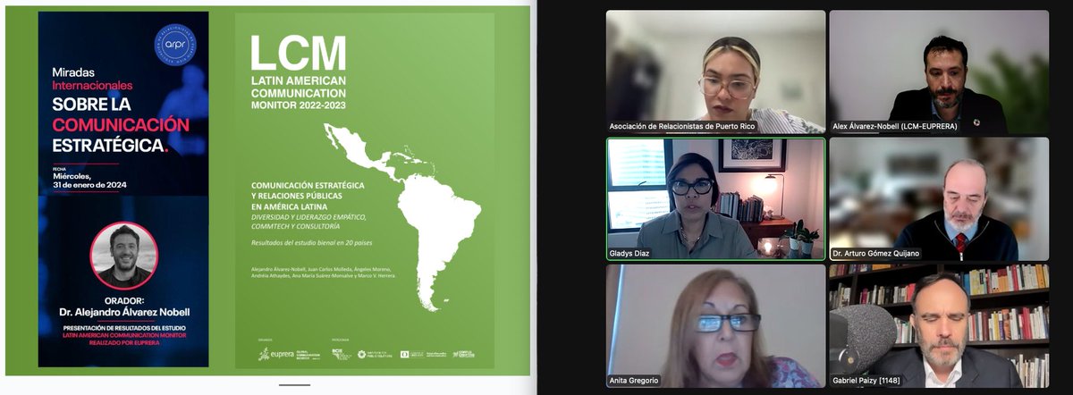 aalvareznobell's tweet photo. GRACIAS @relacionistaspr por permitirnos presentar el @LatinAmCom  @euprera "Miradas Internacionales sobre la comunicación Estratégica"! El estudio disponible GRATUITO en https://t.co/2beQURZO2W

@GlobalPRMolleda @AngelesMorenoF https://t.co/qfNOT0BhQ6