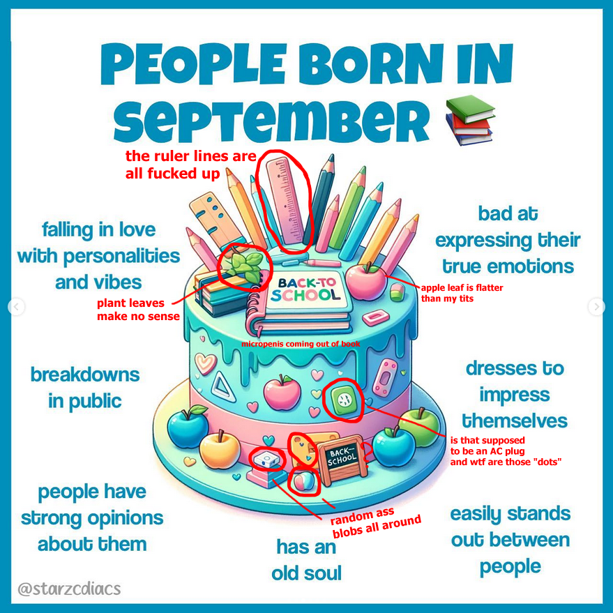 LupinaBella's tweet photo. the zodiac cake trend that every VTuber is doing right now is AI and here is why: 😶🧵

- "creator" never posts artist credit
(+ most of their other posts are AI generated)
- weird spots that don't make sense
- reverse image search doesn't find them

more examples in comments 🔻 https://t.co/mPEzxlcxhv