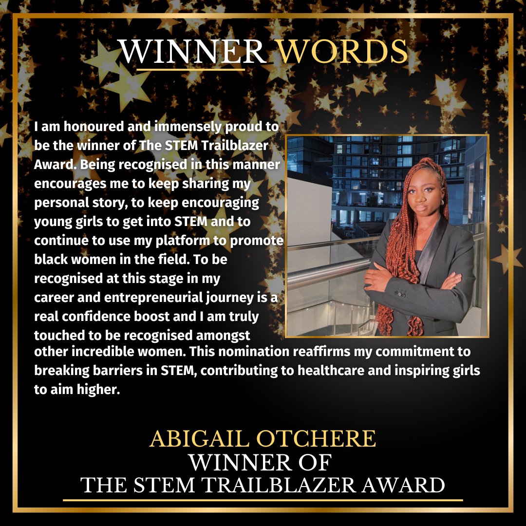 Here are a few words from Abigail Otchere, Our Winner of The STEM Trailblazer Award 🏆 Thank you everyone for joining The Baton Awards and helping us to shine a light on outstanding women from diverse racial groups who are making a difference in the world! #TheBatonAwards #2023
