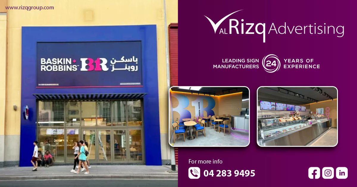 alrizqgroup's tweet image. Draw customers in with Al Rizq Advertising's Shop Front Signage! Our designs create a lasting impression. Contact us at 📞 +971558817894. #ShopFrontSignage #BrandVisibility #AlRizqAdvertising