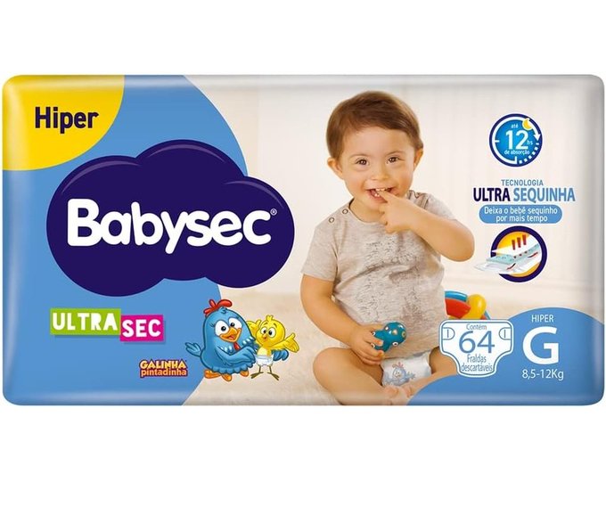 Babysec Fralda Galinha Pintadinha Ultrasec G 64 Unids