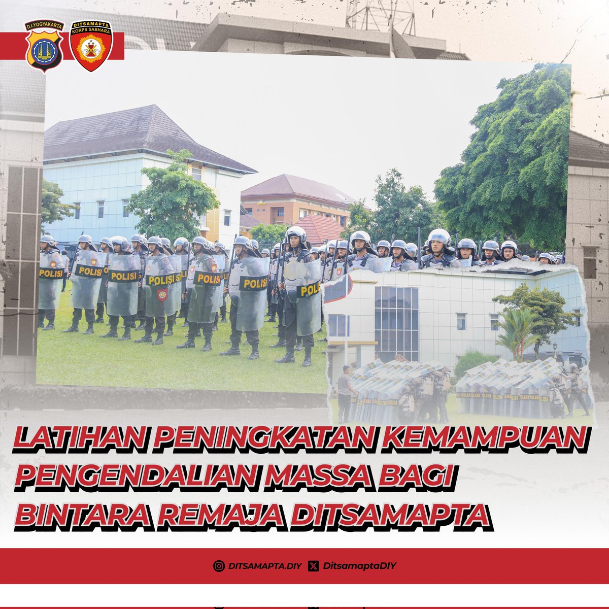 DitsamaptaDIY's tweet photo. -humassamapta, Direktorat Samapta Polda DIY melaksanakan kegiatan latihan peningkatan kemampuan pengendalian massa / Dalmas bagi bintara remaja Ditsamapta Polda DIY. https://t.co/03gwS237T5