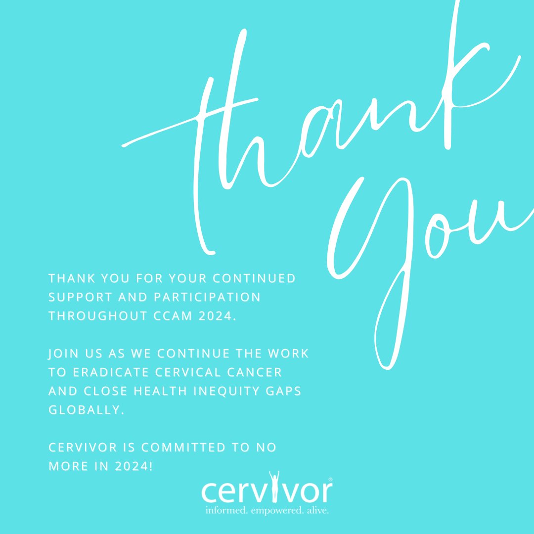 Thanks to everyone that made Cervical Cancer Awareness Month amazing! 🎉Regardless if you shared a post, or told a friend you are a part of our mission #endcervicalcancer Let's ride this wave of awesome all 2024! 🚀🌟 #CervicalCancerAwareness #Cervivor #NoMoreIn2024 #Screen4Me