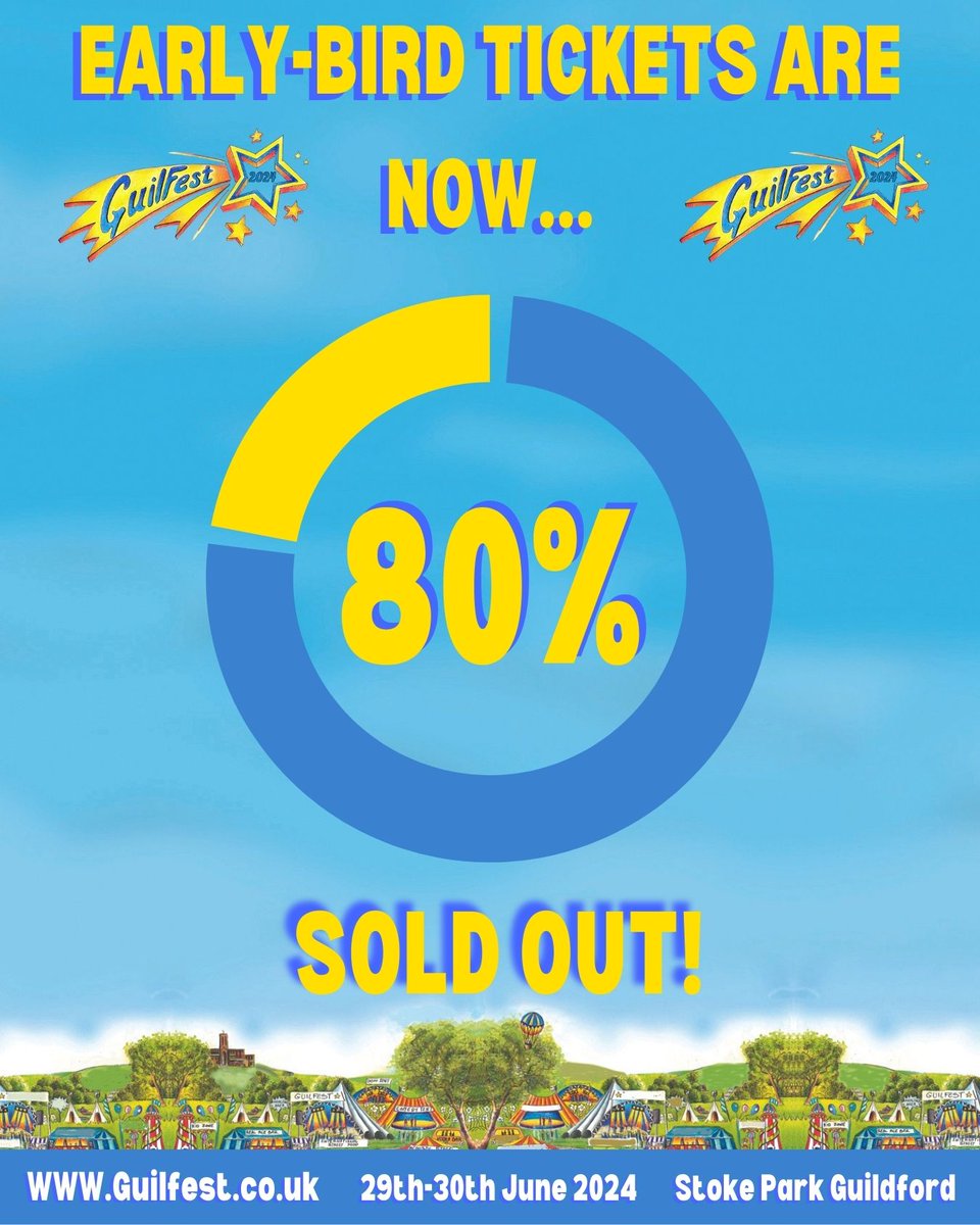 GuilFest's tweet image. 🌟Early Bird tickets are running very low for GuilFest '24! 🌟

Don't miss our return home to Stoke Park in Guildford on 29th/30th June with The Stranglers and Sam Ryder headlining.

When Early Birds sell out the ticket price will rise with the next ticket tier, so grab them…