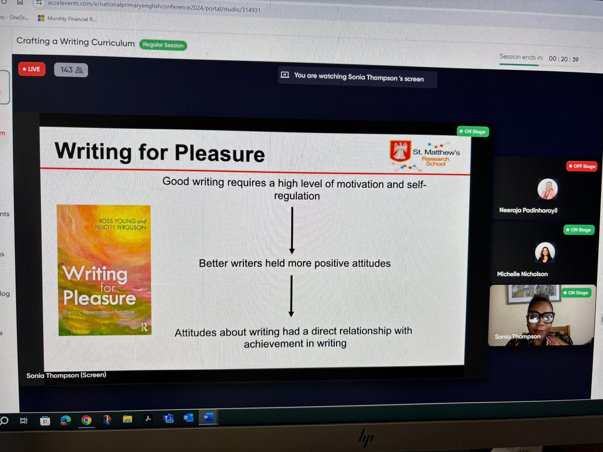 The brilliant <a href="/son1bun/">Sonia</a> is inspiring as always as we hear about the principles that underpin the approach to crafting a quality writing curriculum. 
#MyVoiceMyWriting