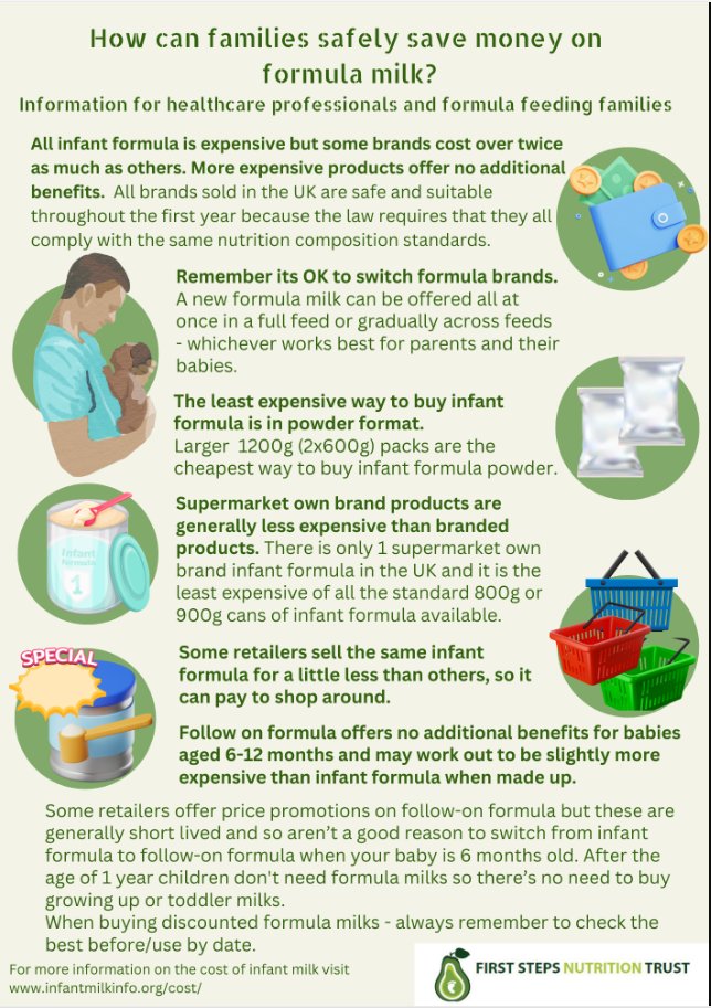 New infographic for health workers supporting families using #formula to feed their babies: tinyurl.com/SafelySaveOnFo… @APPGIFI @iHealthVisiting @MidwivesRCM @BfN_UK @AssocBfMothers @babyfriendly @LLLGB @LCGB1994 @LeicesterMammas @GP_IFN @HIFN12 @NCTcharity