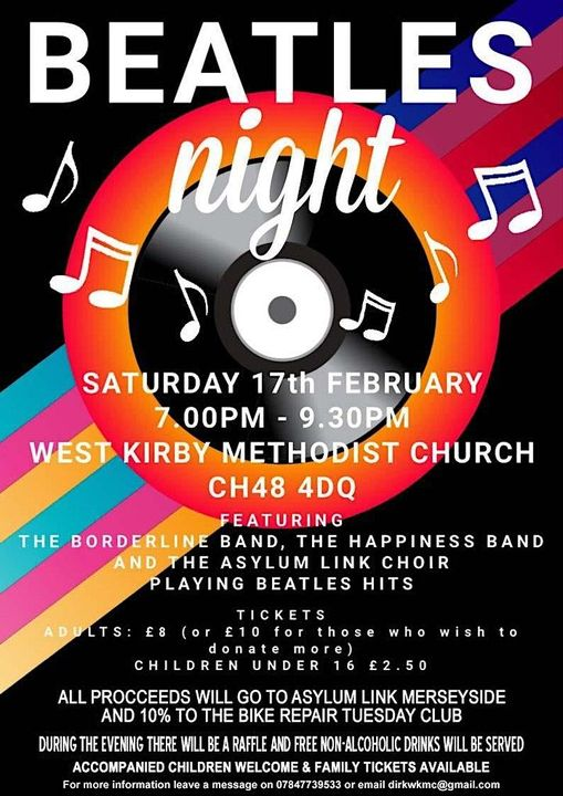 It's almost your last chance to get tickets for the Magnificent Beatles ALM Fundraiser, on Saturday the 17th of February, in West Kirby (Jewel of the Western Seaboard) with: The Borderline Band The Happiness Band And the ALM Choir eventbrite.co.uk/e/beatles-alm-…