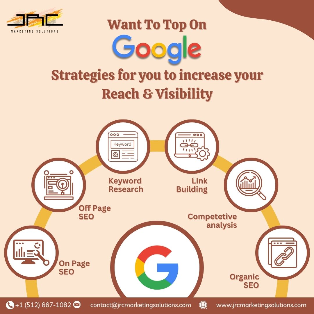 Want to top on Google? 🌟 Increase your reach & visibility with these powerful strategies Let us help you dominate the online landscape! 💪🌍 

#googlesearch #seostrategy #keywordresearch #linkbuilding  #digitalmarketing #marketingagency #organicseo