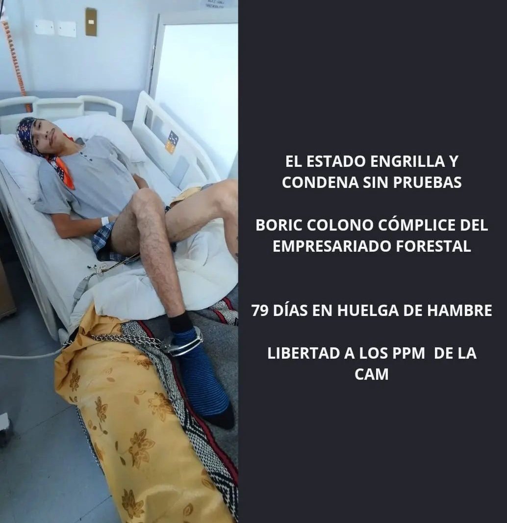 x_jadue's tweet photo. Así es el trato a los Preso Político Mapuche en el Chile "democrático" de @GabrielBoric que solo tiene palabras para protestar por los DDHH en Venezuela, Nicaragua y Cuba. Hipocresía se llama! #ChileViolaLosDDHH https://t.co/GdPQqDDqz4