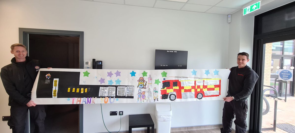 A huge thank you to Oak Tree Farm Care for visiting us today. We loved our amazing thank you card based on <a href="/WestSussexFire/">West Sussex Fire & Rescue Service</a> 's Palatinum House. #CommunityEngagement #firefighters