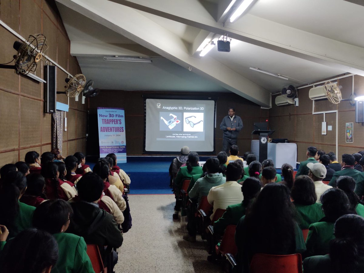 nbscsiliguri's tweet image. Highlights from the launch of #3DFilm &apos;Trapper&apos;s Adventures &apos; and #PopularScienceLecture &apos;3D Imaging: What &amp;amp; How?&apos; by Shri Debasis Sarkar, Secretary, Sky Watchers&apos; Association of North Bengal (SWAN), India on January 31, 2024 at @nbscsiliguri