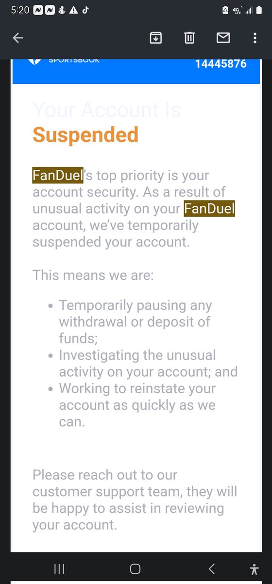 BTFlyt's tweet photo. @YahooFinance @_JoshSchafer Huh? @FanDuel @FanDuel_Support . Looks like you use A.I. for customer service. Guess I'll have a good day after I jump off the balcony. @FanDuel @FDSportsbook because I won! 271 parlays! https://t.co/sgt5IJJY9D