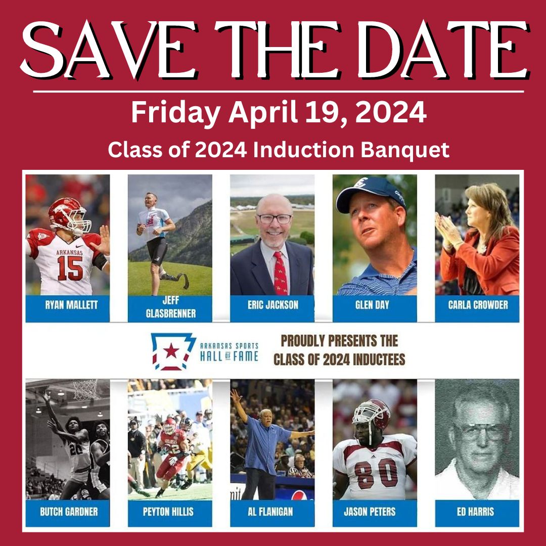 It's time once again to honor our new class of inductees! We hope you'll plan to join us on Friday, April 19th at the State House Convention Center for this exciting event. Get tickets: arksportshalloffame.com/copy-of-2023-i…