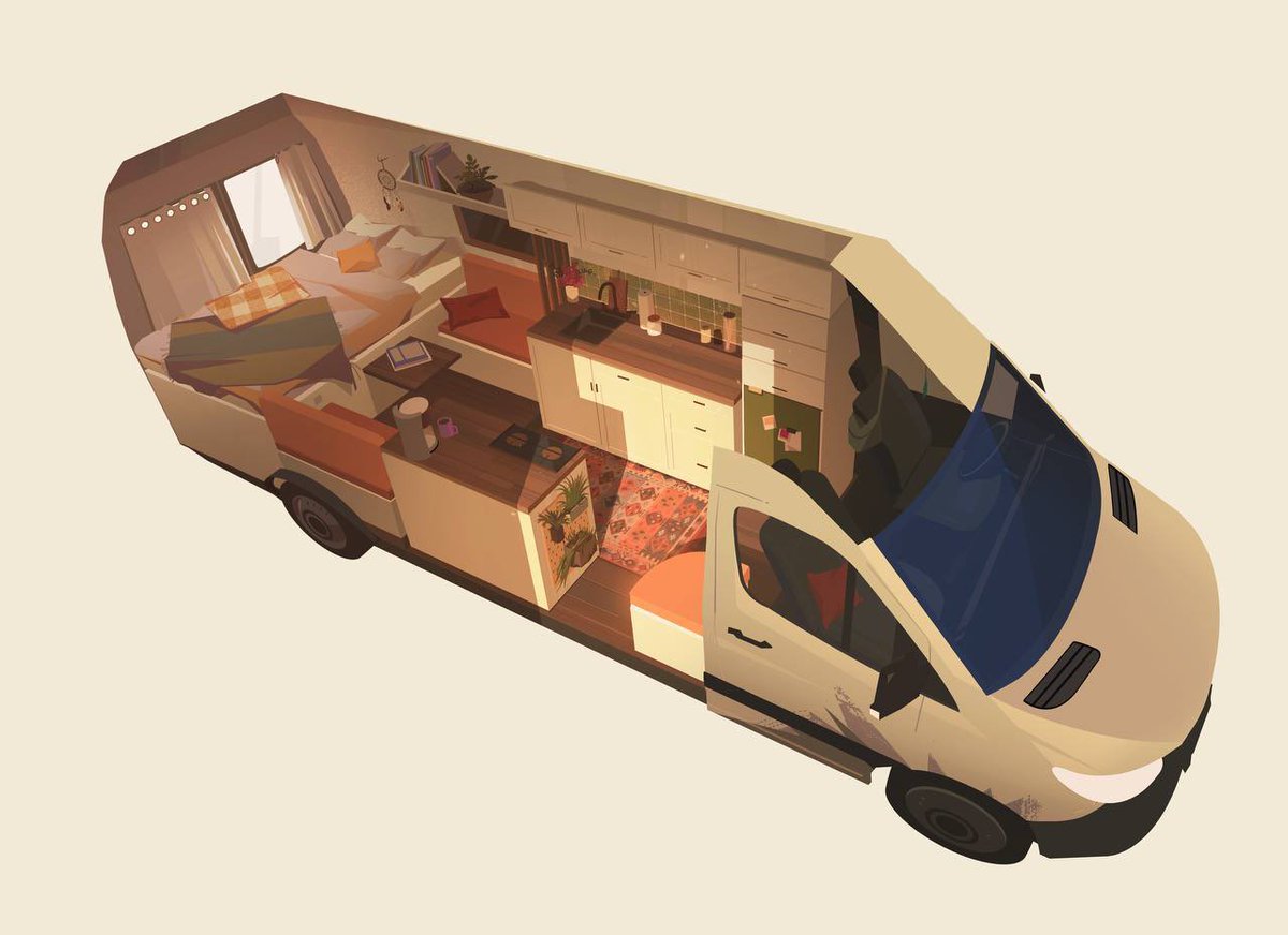cutaway view of my character’s van