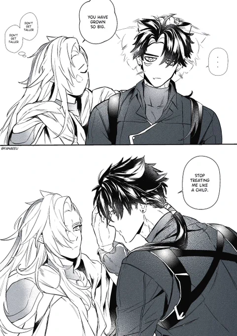 ⛓️🌧️ no longer a child #wriolette #リオヌヴィ 

(little comic for this au. basically ever since neuvi saved little wrio, they have been staying together for a long time) 