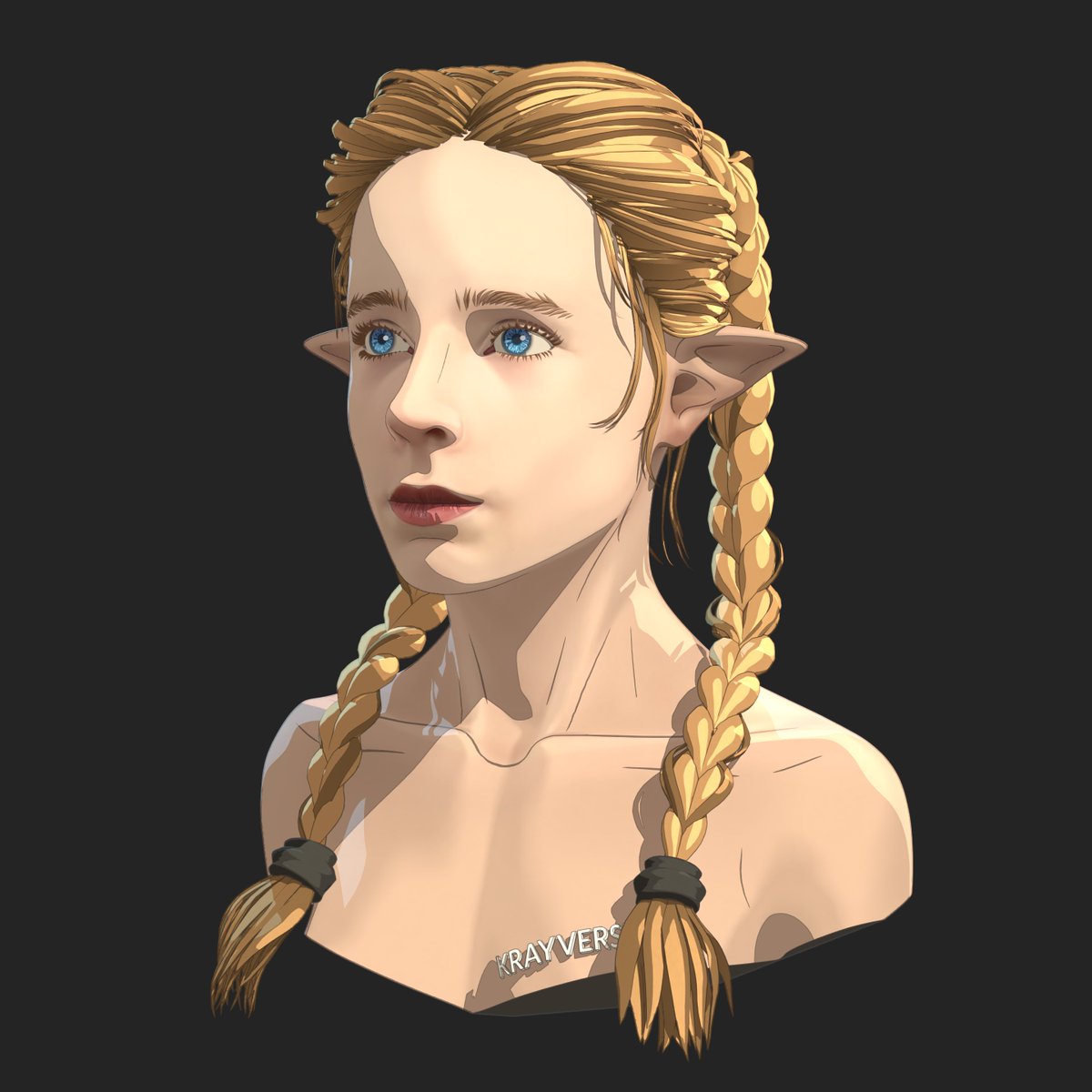 krayverse's tweet photo. Elf girl made in blender. Cel shading test https://t.co/KqnU4cwv45