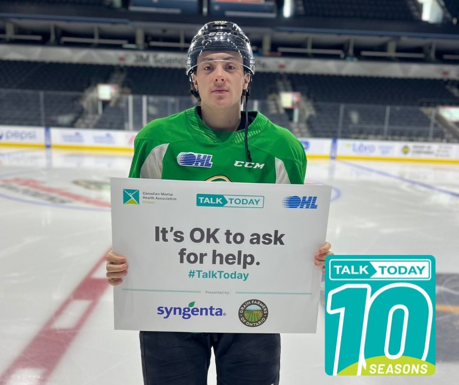 This Friday it's the 10th season of our Talk Today initative with @LondonKnights and CMHA TVAMHS presented by @syngentacanada and @GrainFarmers of Ontario! We're taking the mental health conversation into the community with our annual Talk Today event - join us!