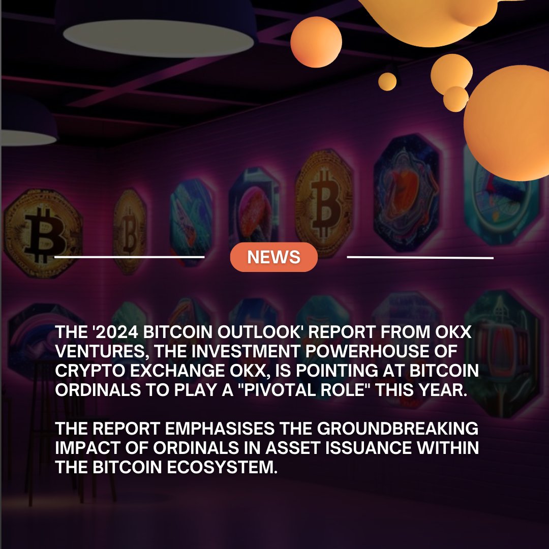 AtomicPeeps's tweet photo. 🚀💡 The '2024 Bitcoin Outlook' report from OKX Ventures, the investment powerhouse of crypto exchange OKX, is pointing at Bitcoin Ordinals to play a "pivotal role" this year. 🌐📊 

#BitcoinOrdinals #CryptoInnovation #2024Outlook #nftnews https://t.co/q1pwEGWN26