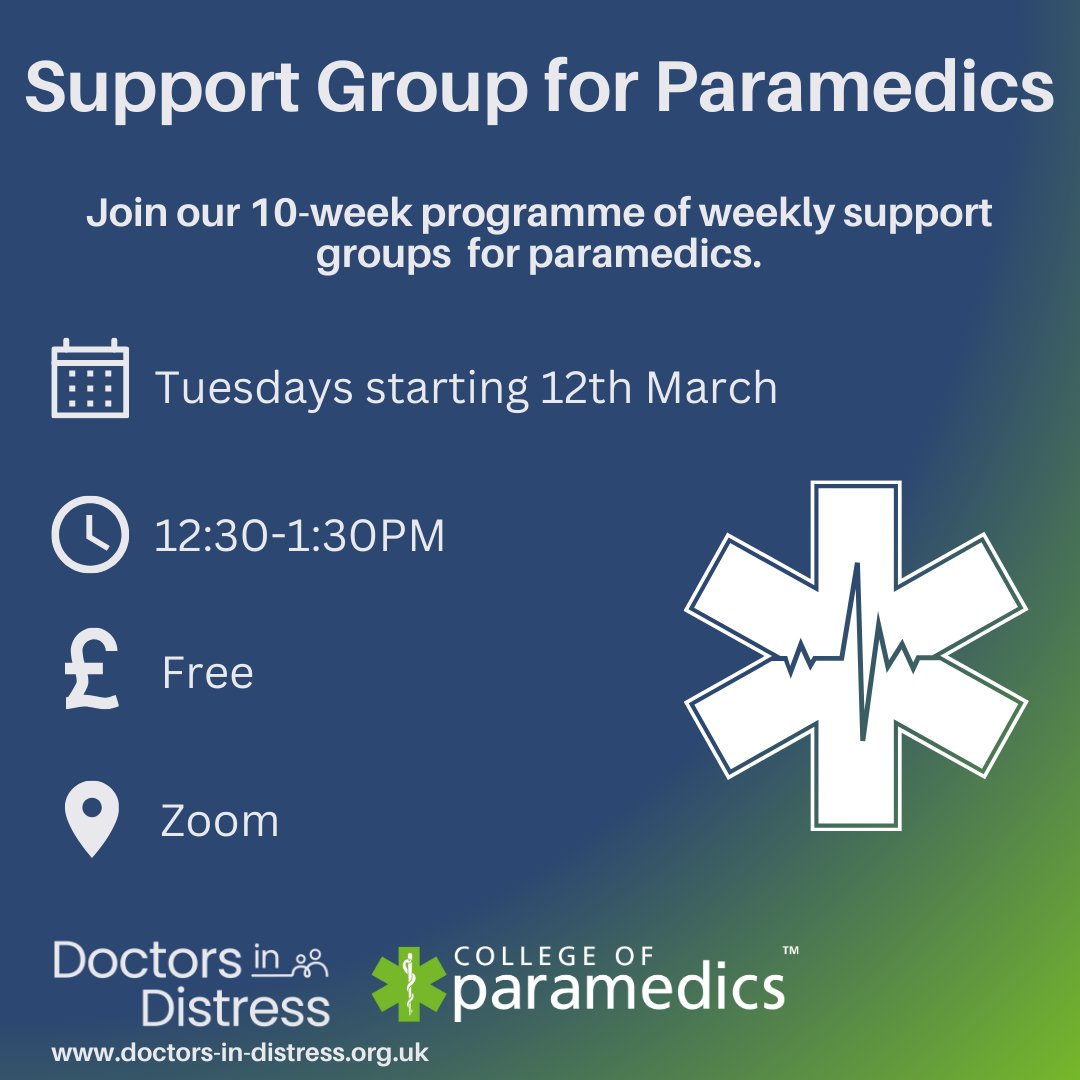 From March, we will be running an online confidential peer group café for members who are feeling the pressures of their role.

The meet-up's are flexible with a drop-in style format👍

More info and sign up here 👉 bit.ly/48SNGsI

#ParamedicsUK