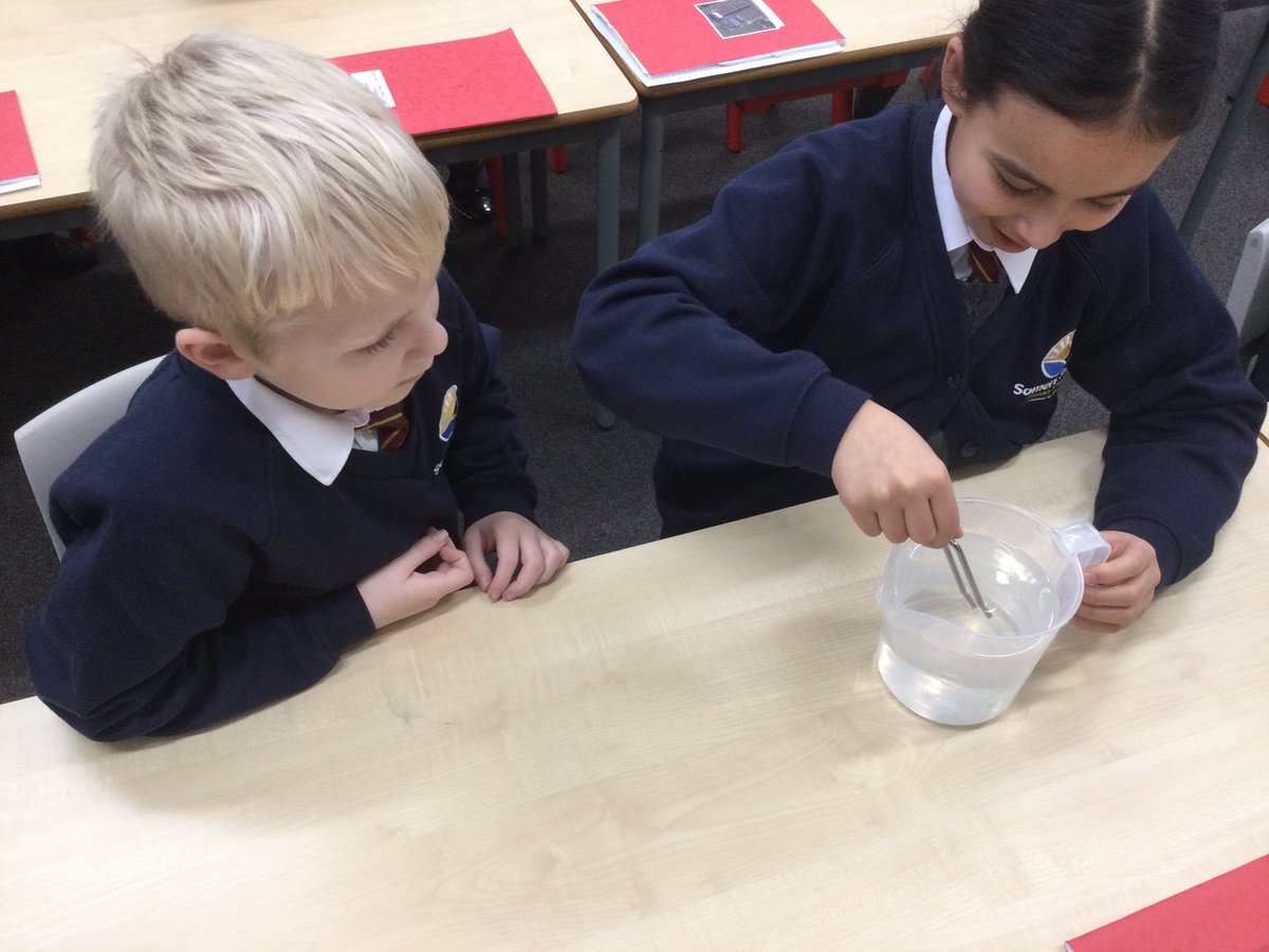 SPMVCedar's tweet photo. Experimenting with how we can see sound. We used a tuning fork to see and feel the vibrations and then placed it on the surface of water to see it. What do you think happened to the water? https://t.co/om8r9V23p1