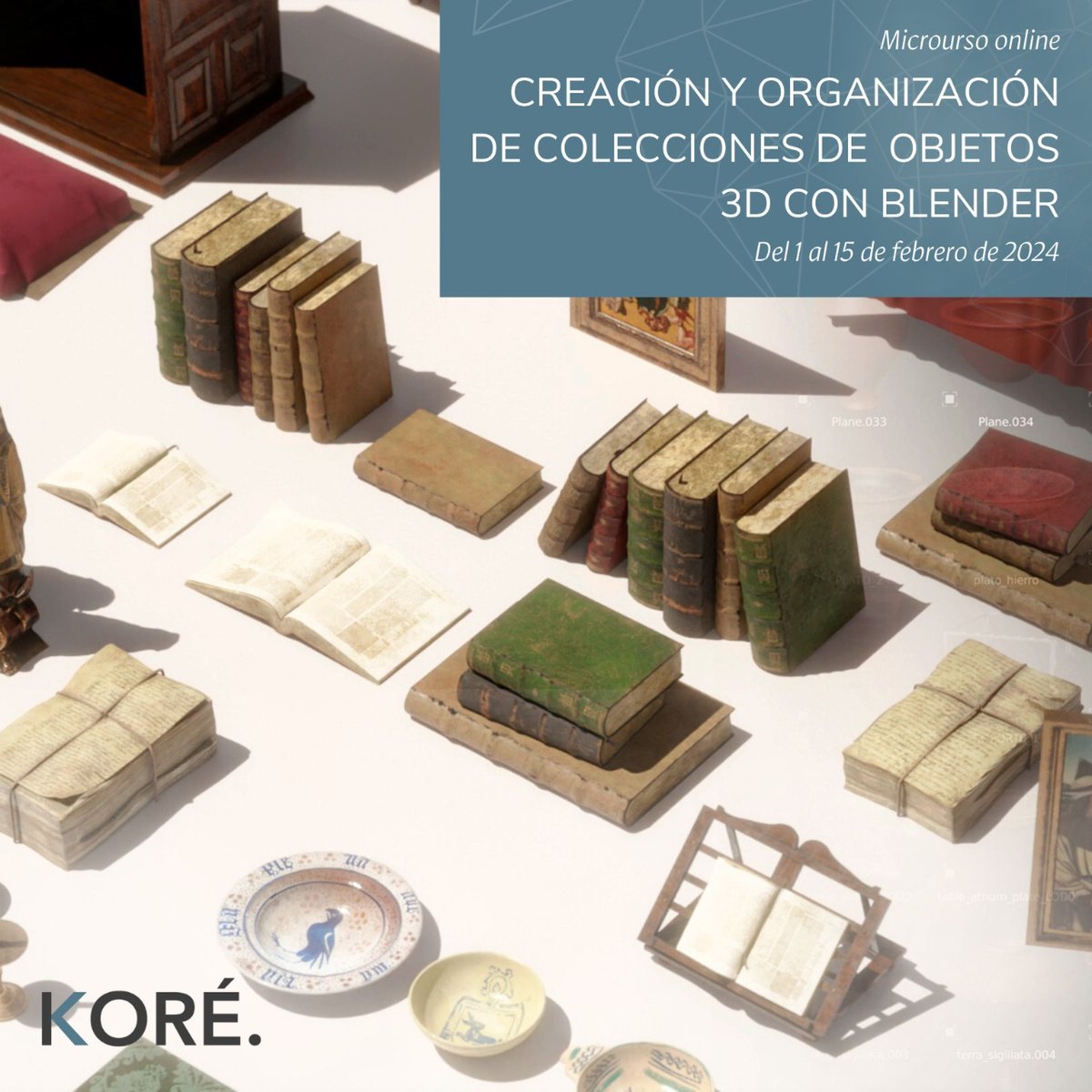 Este jueves 1 de febrero comenzamos el #microcurso online de 'Creación y organización de colecciones de objetos #3D con Blender'. ¿Os lo vais a perder? 😄 Más info y matrícula: koreformacion.com/curso/microcur…