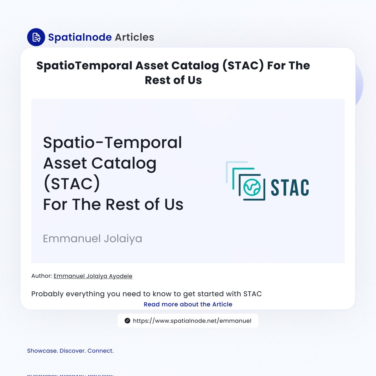 spatialnodehq's tweet image. SpatioTemporal Asset Catalog (STAC) is rapidly gaining traction in the geospatial industry!

Check out everything you need to know to get started with STAC in this intriguing article by @jeafreezy on Spatialnode

Engage:spatialnode.net/articles/spati…

#STAC #STACAPI #geospatial #gischat