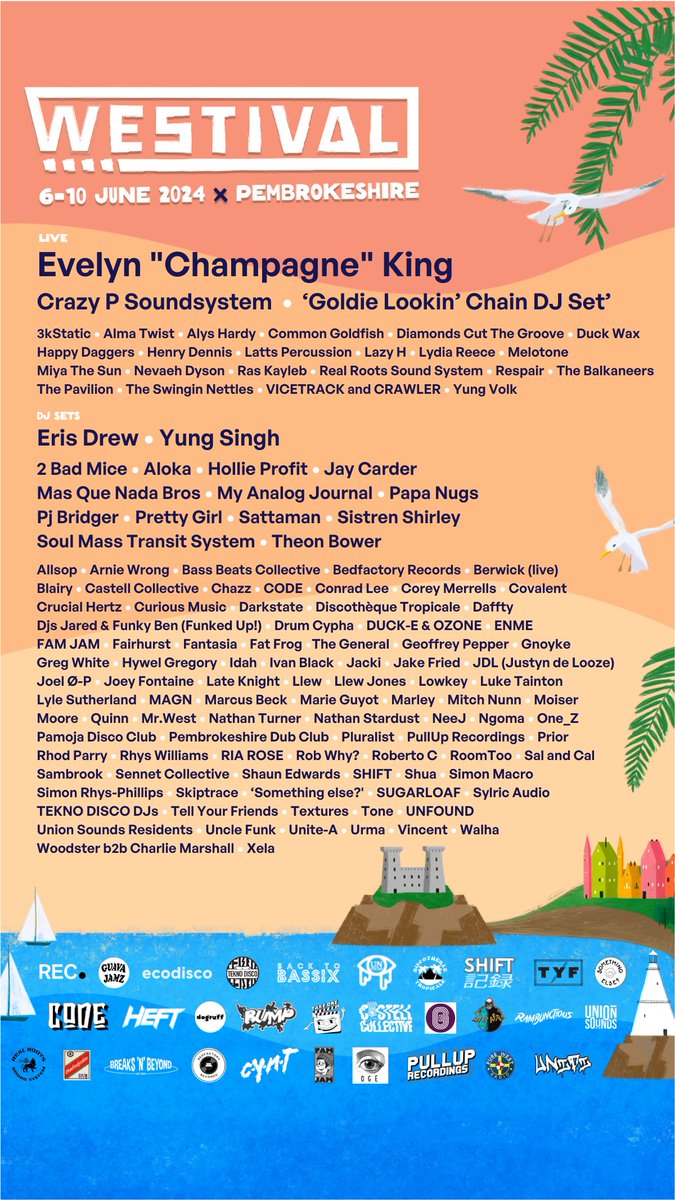 Honored to be playing Westival (Pembrokeshire, Wales, UK) along with the legendary Evelyn 'Champagne' King, Crazy P Soundsystem and many more. The festival is 6-10 June. Set time TBA @evelyncking Info at Westival.wales