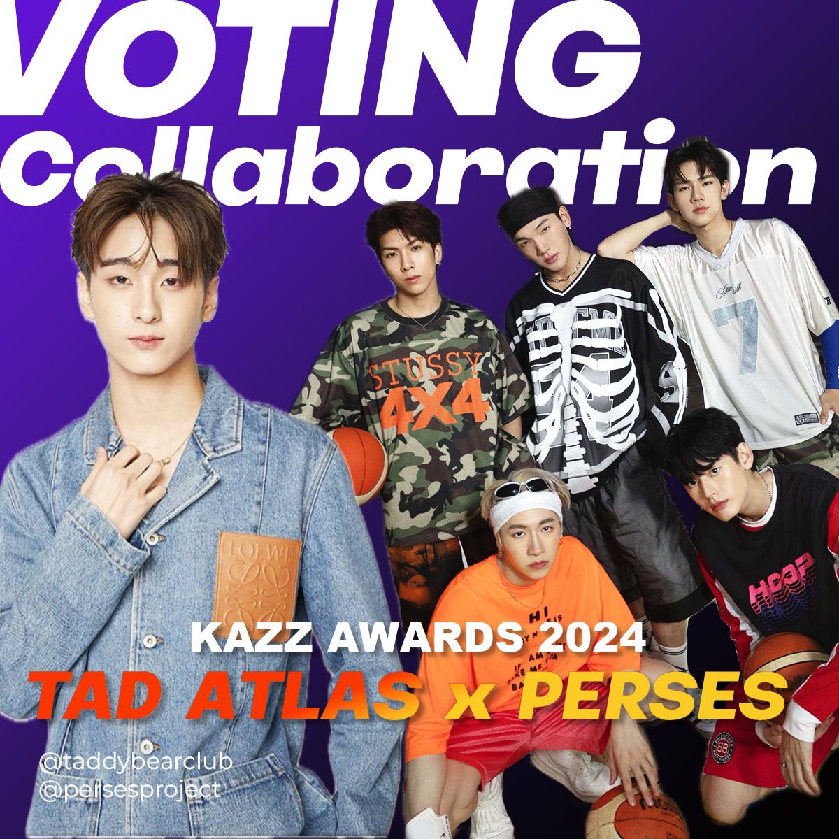 PersesProject's tweet image. KAZZ AWARDS 2024 

Vote Collab X taddybearclub

🎤Trending Artist Award 
KJ2 PERSES  liff.line.me/1454988218-Njb…

🌟Rising Male of The Year
KF6 Tad ATLAS
liff.line.me/1454988218-Njb…

#VoteKazzForPERSESXTadThapana
#KAZZAWARDSxLINETODAYPOLL
#PERSES #PERSES_TH
#TadThapana #TadATLAS