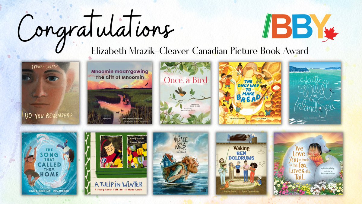 Our friends at @IBBYCanada have announced the finalists for the 2023 Elizabeth Mrazik-Cleaver Canadian Picture Book Award. Congratulations to all of the nominees. bit.ly/3vTmA65