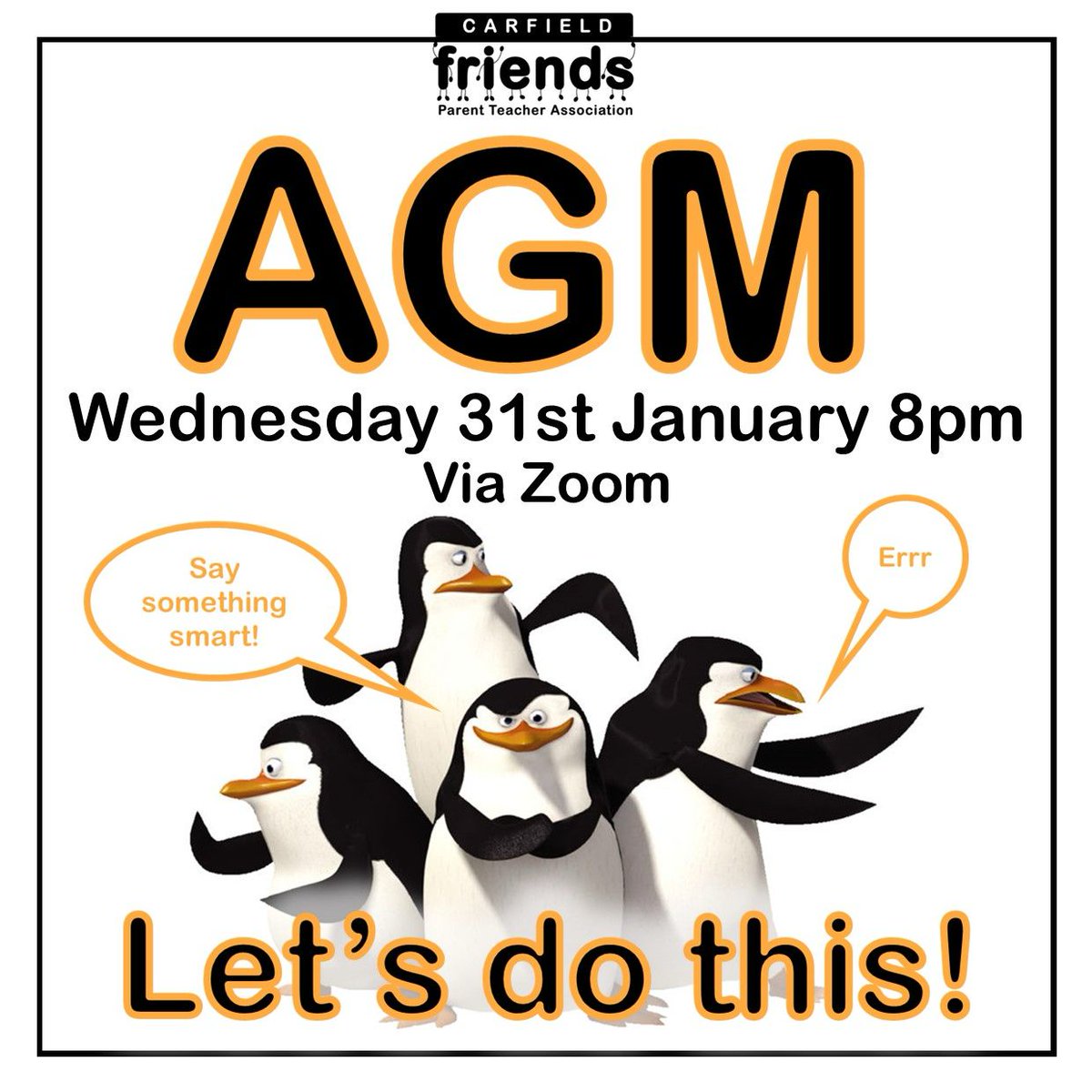 Carfield Friends are holding their Annual General Meeting tonight, Wed 31 Jan at 8pm. This will be an on Zoom, lasting no longer than 30 minutes. To join the meeting click on the link. us05web.zoom.us/j/86764375985?…    Or join using the  Meeting ID 867 6437 5985 Passcode Rk6N8X