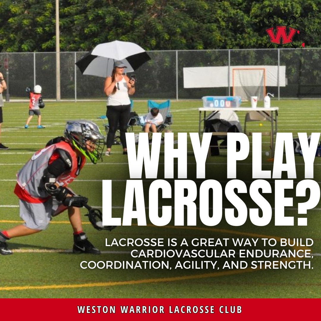 Why pick up a lacrosse stick? 

Let's get those sticks in hand and the fun (and benefits) rolling! 

#LacrosseLife #WhyPlayLacrosse #Lacrosse #LaxBenefits #WestonWarriorLacrosse #FamilySport #Weston #Westonfl #WestonSports